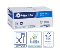Papīra dvieļi MERIDA TOP, balti, 2 slāņu, 3200 gab., ECOLABEL sertificēti VTB015